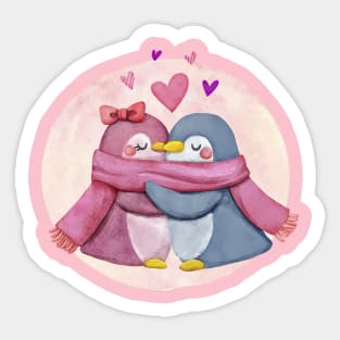 Penguin Hugging Sticker